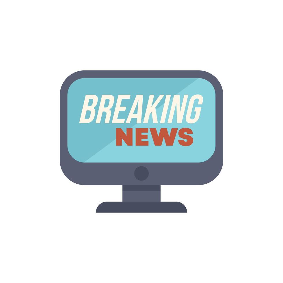 Desktop computer displaying breaking news on screen vector