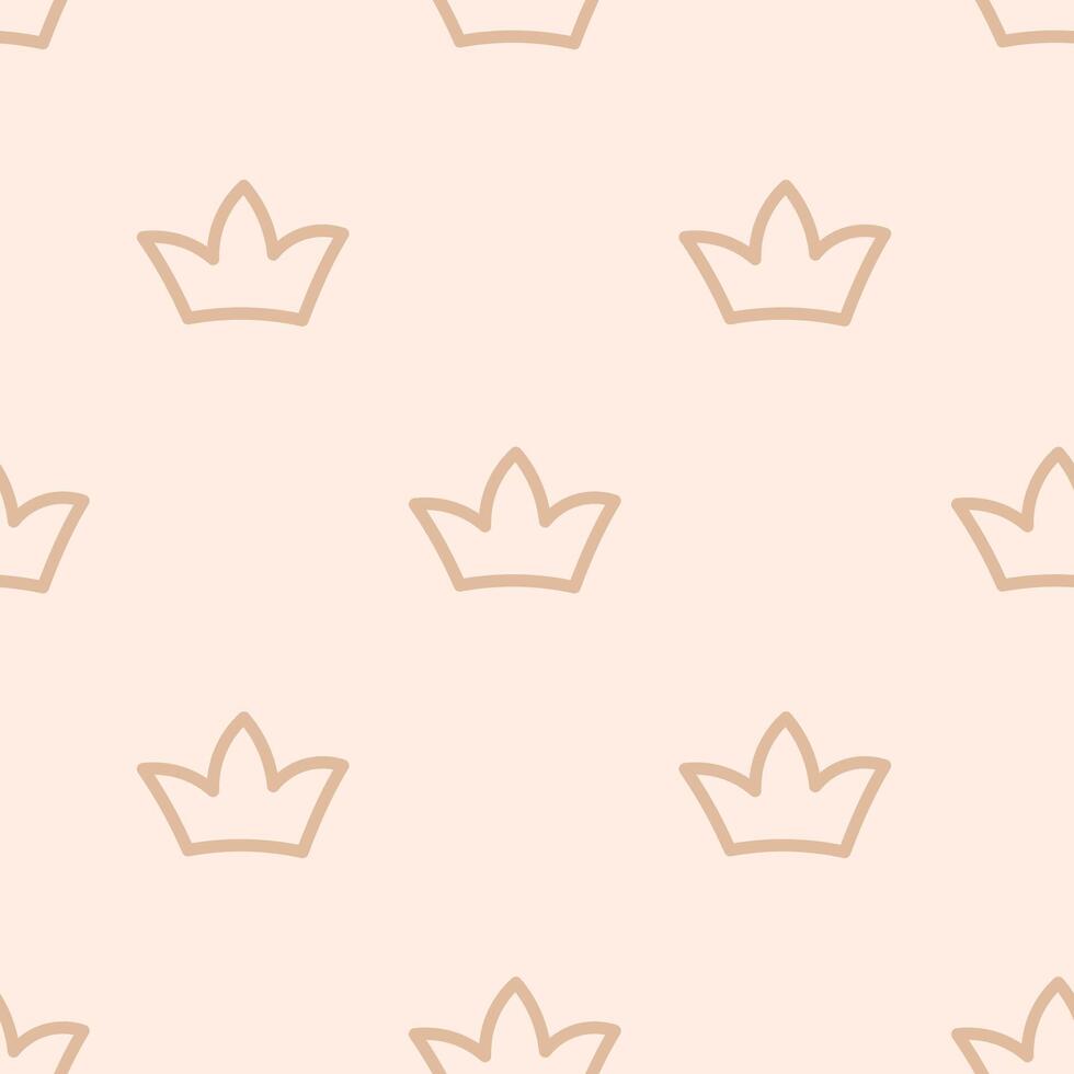 Crown Minimal doodle seamless pattern vector