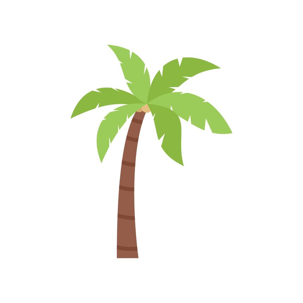 Green coconut palm tree standing alone with lush leaves vector