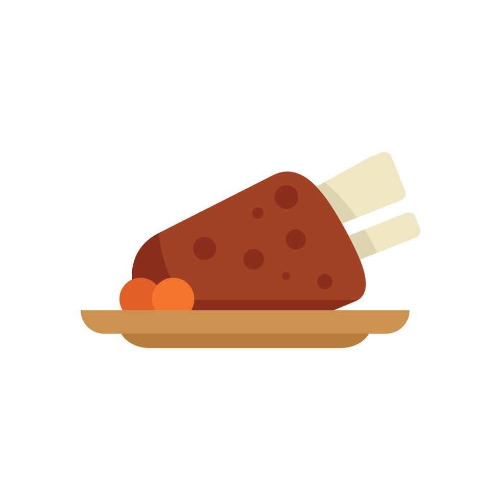 Roasted lamb shank with vegetables on a plate vector