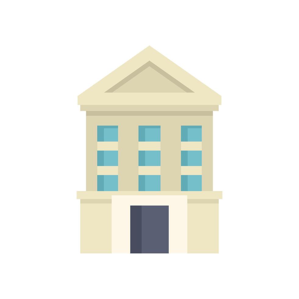 Beige bank building with columns facade showing financial institution exterior vector
