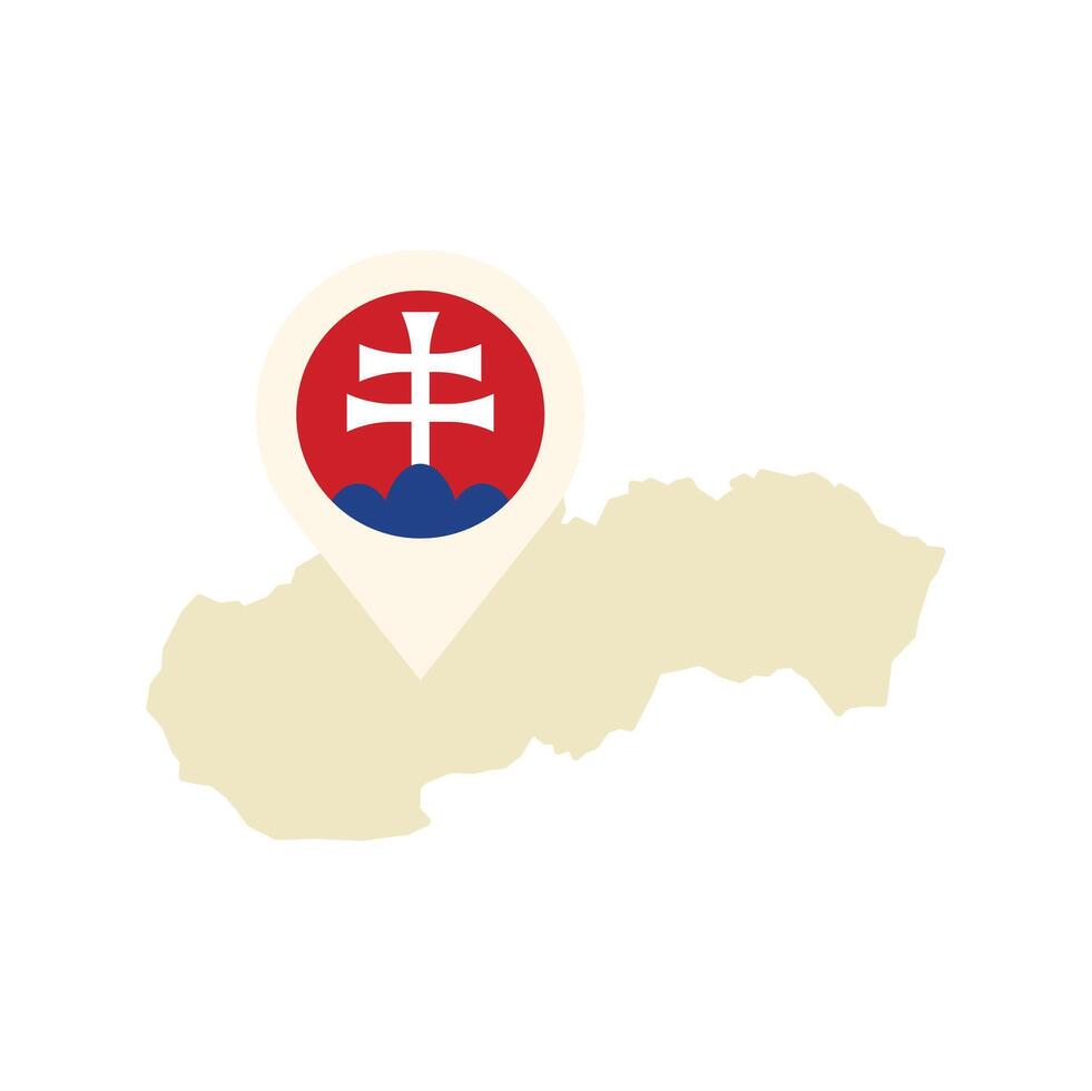 Map pointer showing the location of slovakia in europe vector