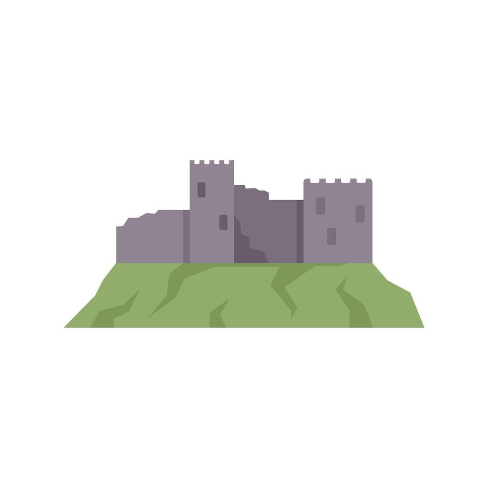 Simple vector illustration of an ancient castle standing on a green hill