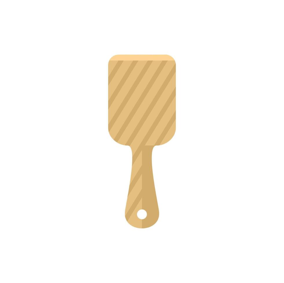 Wooden paddle spatula with stripes for cooking vector