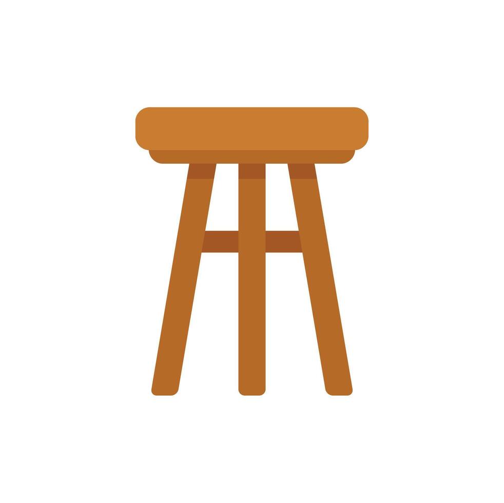 Wooden stool with round seat standing on white background vector