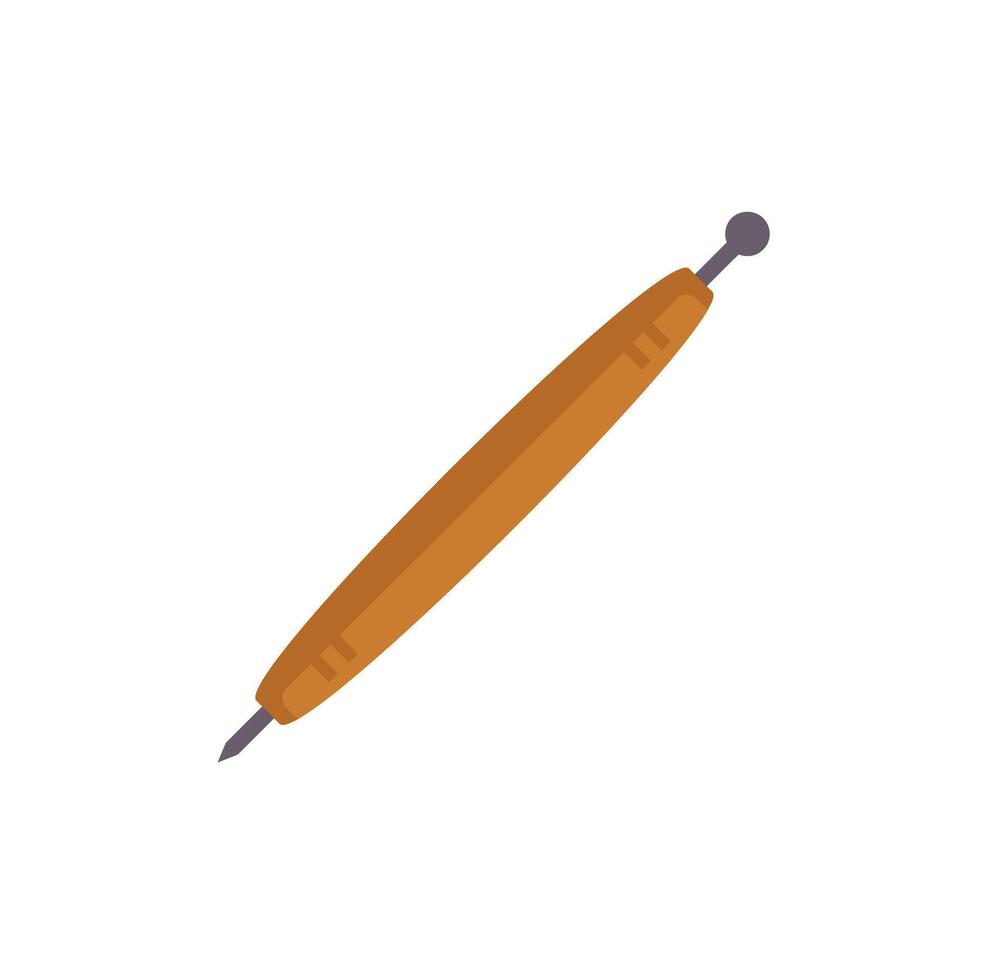Dotting tool with wooden handle for pottery decoration vector
