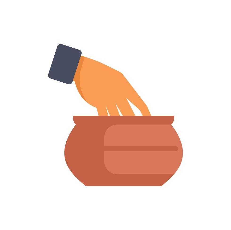 Potter hand making clay pot traditional ceramic production craftmanship vector