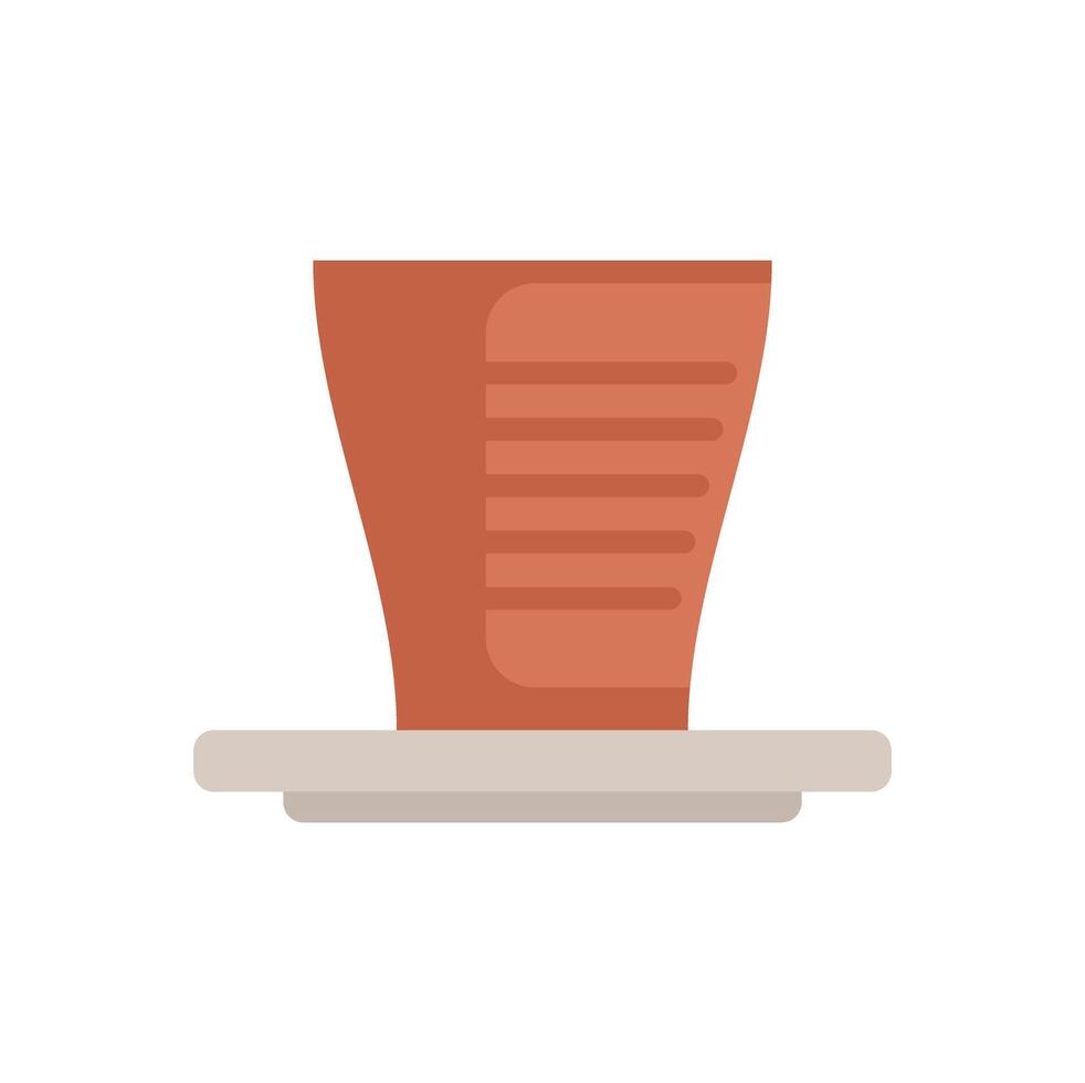 Clay cup standing on saucer minimalist illustration on white background vector
