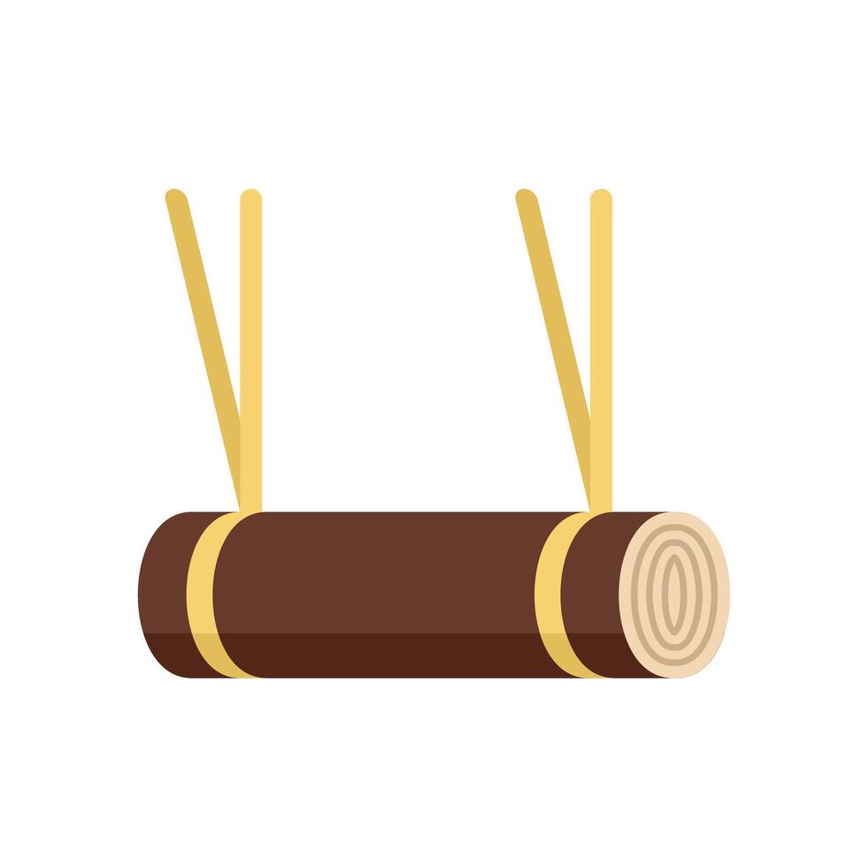 Rolled sleeping pad hanging and ready for camping trip vector
