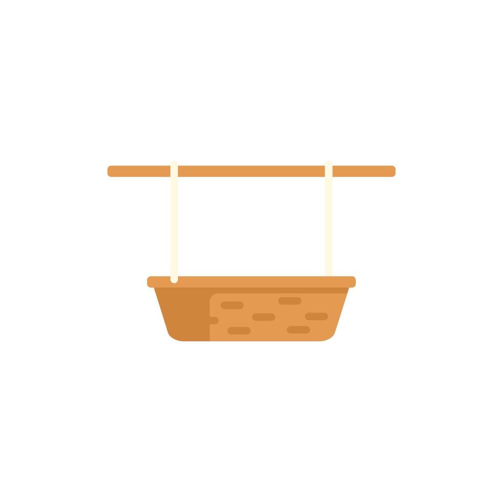 Hanging basket with ropes on wooden plank for potted plants vector