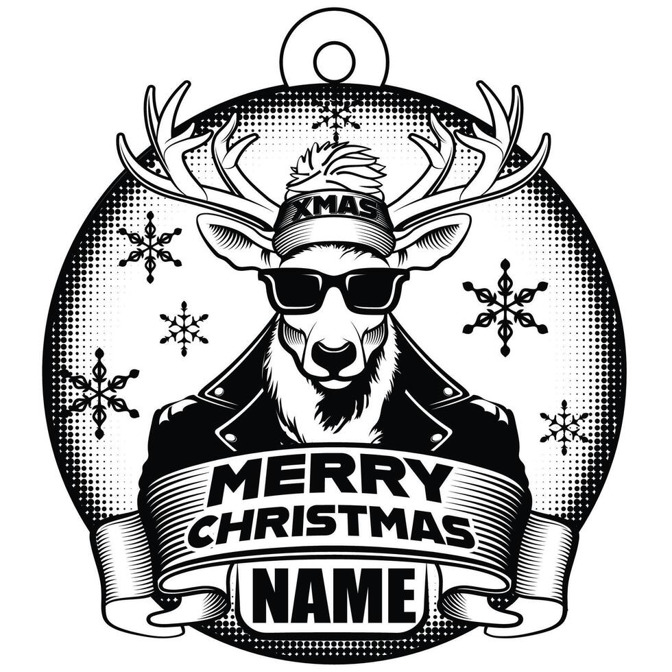Beanie Deer Ornament with Name Plate vector