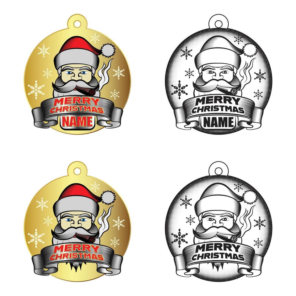 Santa with cigar 4 ornaments vector