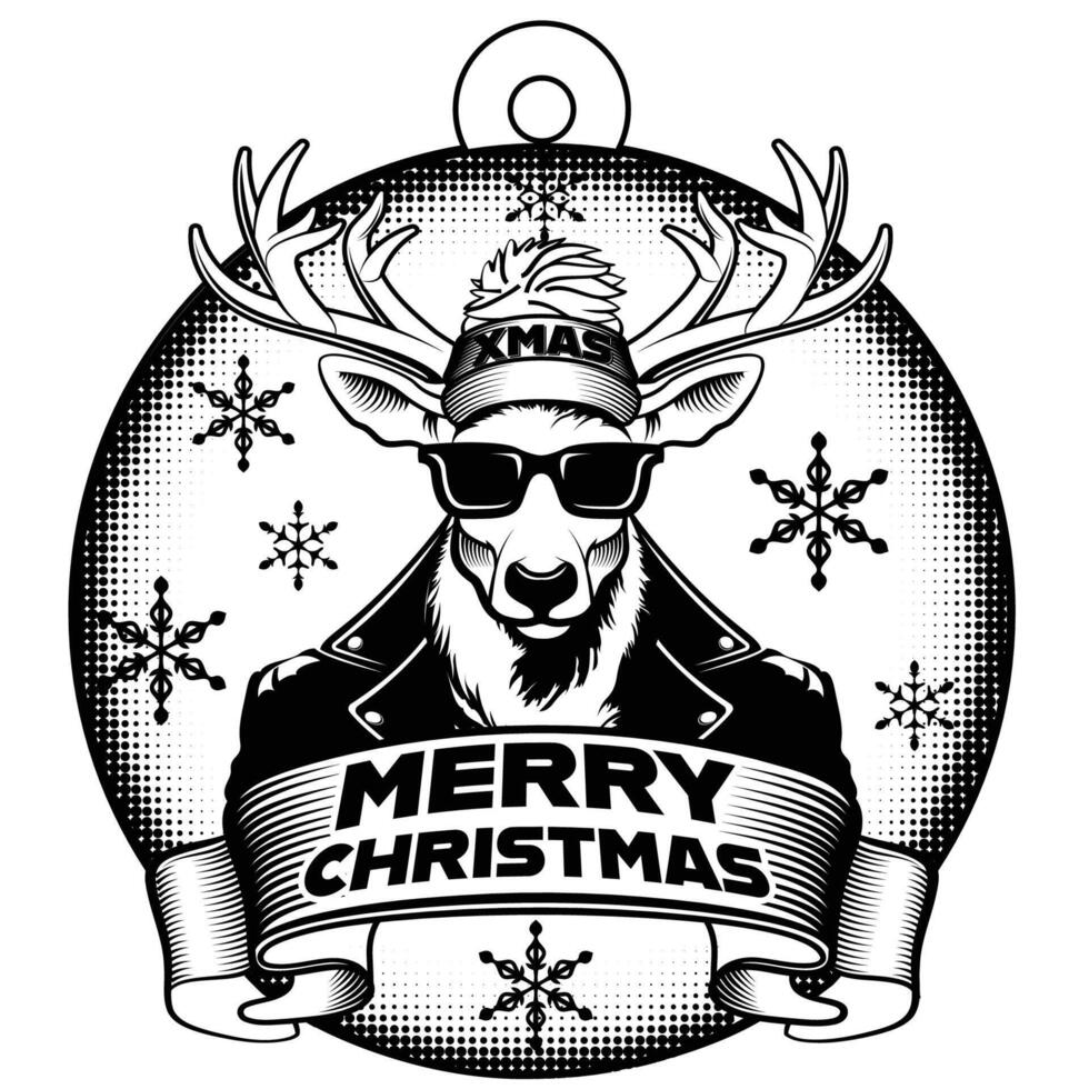 Beanie Deer Ornament vector