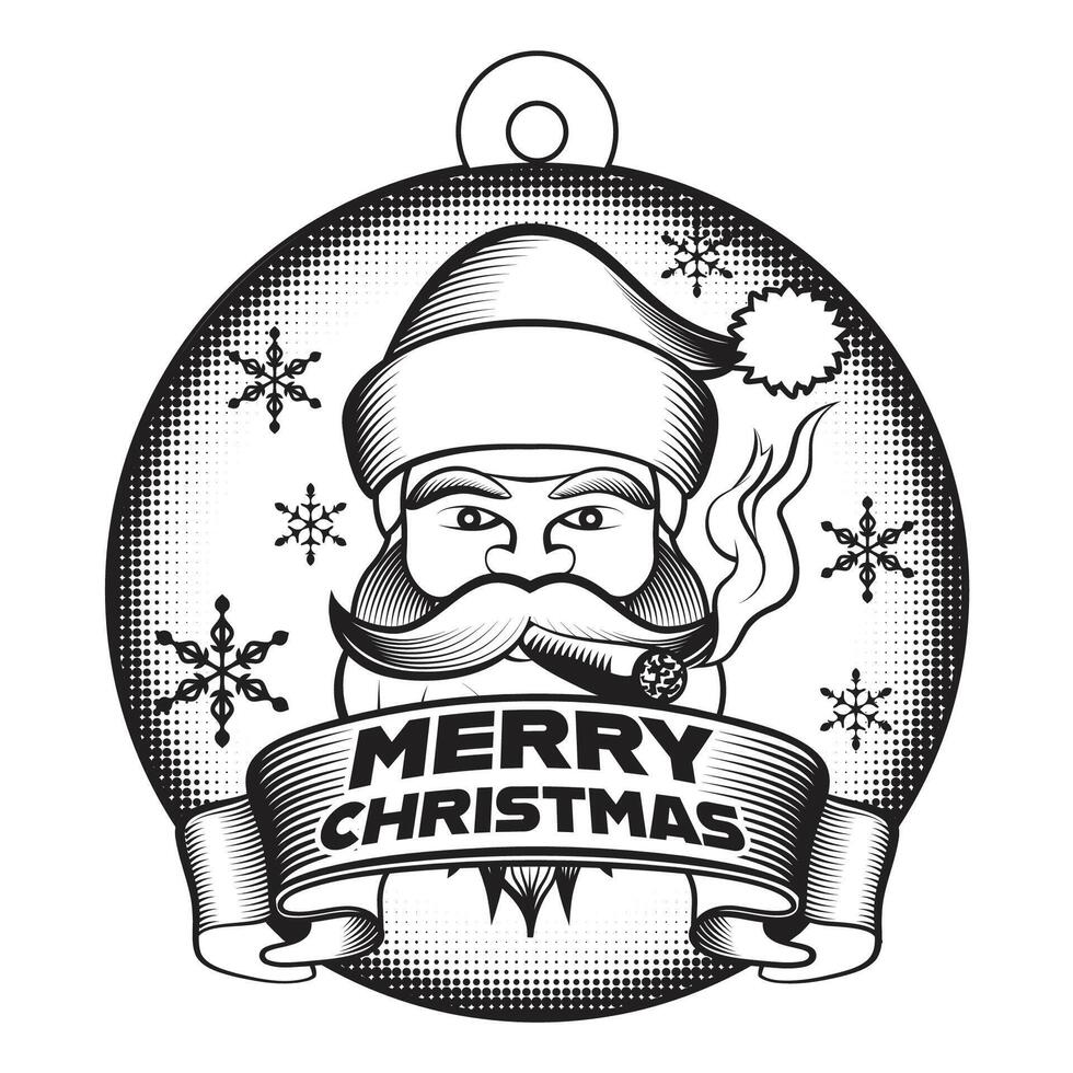 Santa with Cigar Ornament vector