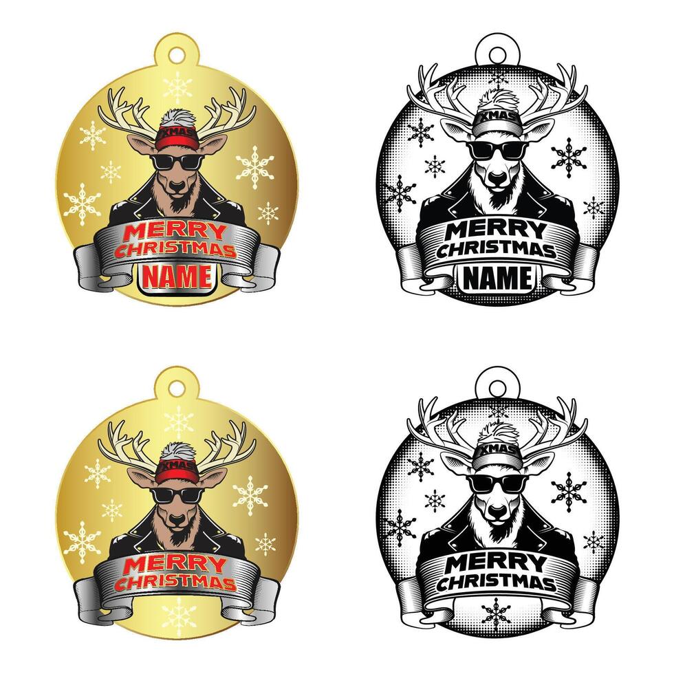 Beanie Deer 4X Ornaments vector