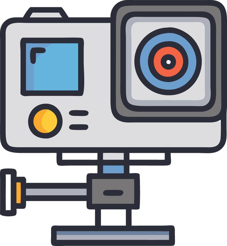 Action camera - Icon of a small, mountable camera for action footage. vector