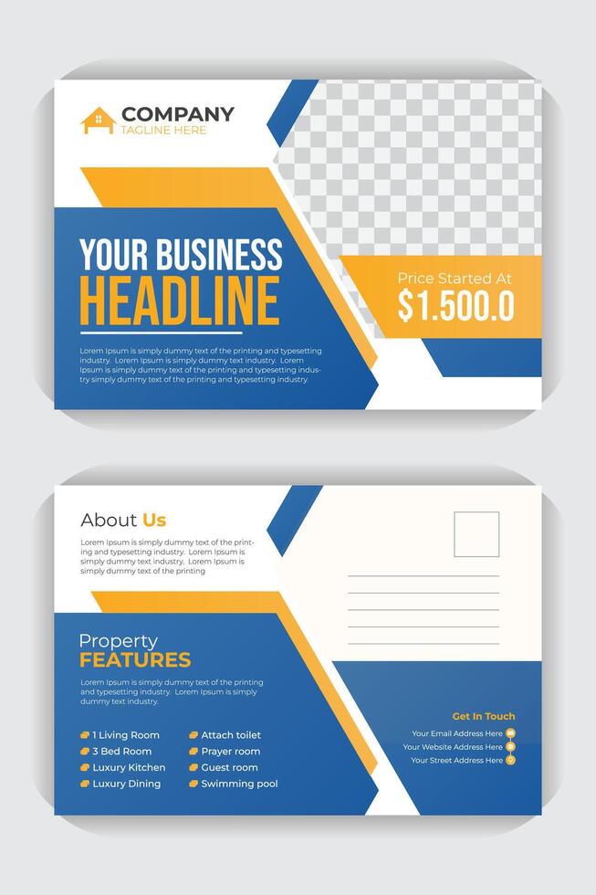Professional house sale postcard design, creative and modern real estate postcard or EDDM template design layout vector