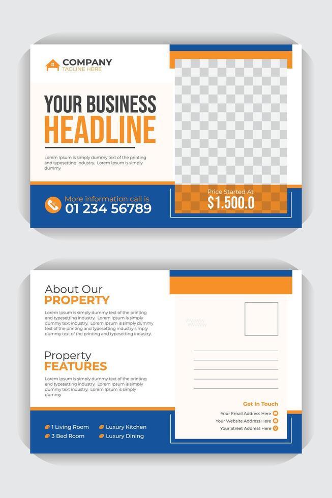 Postcard or EDDM template design Real estate flyer or postcard design professional house sale postcard design, creative and modern postcard design layout. vector