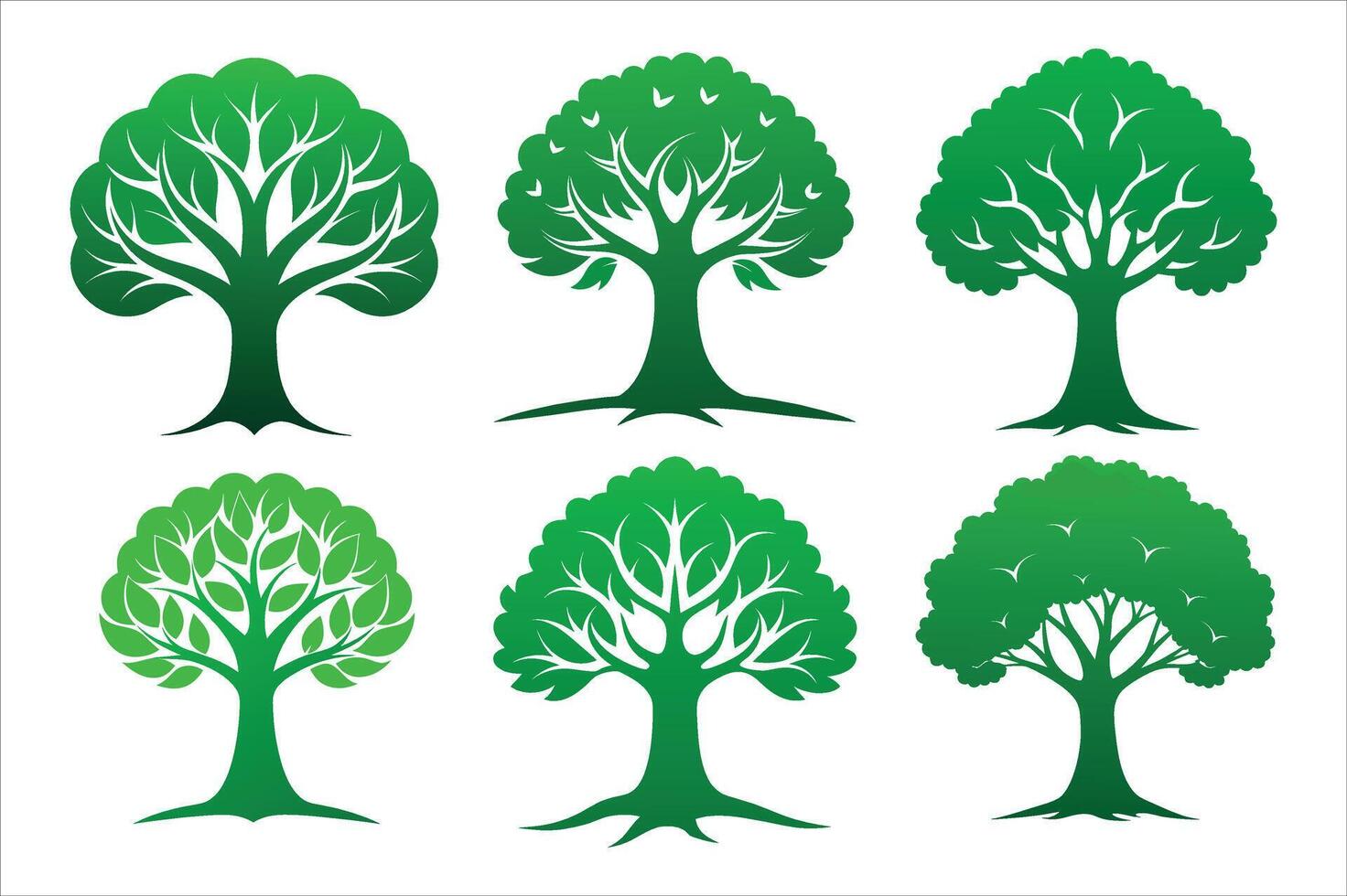 A Collection of Green Tree logo Designs. vector