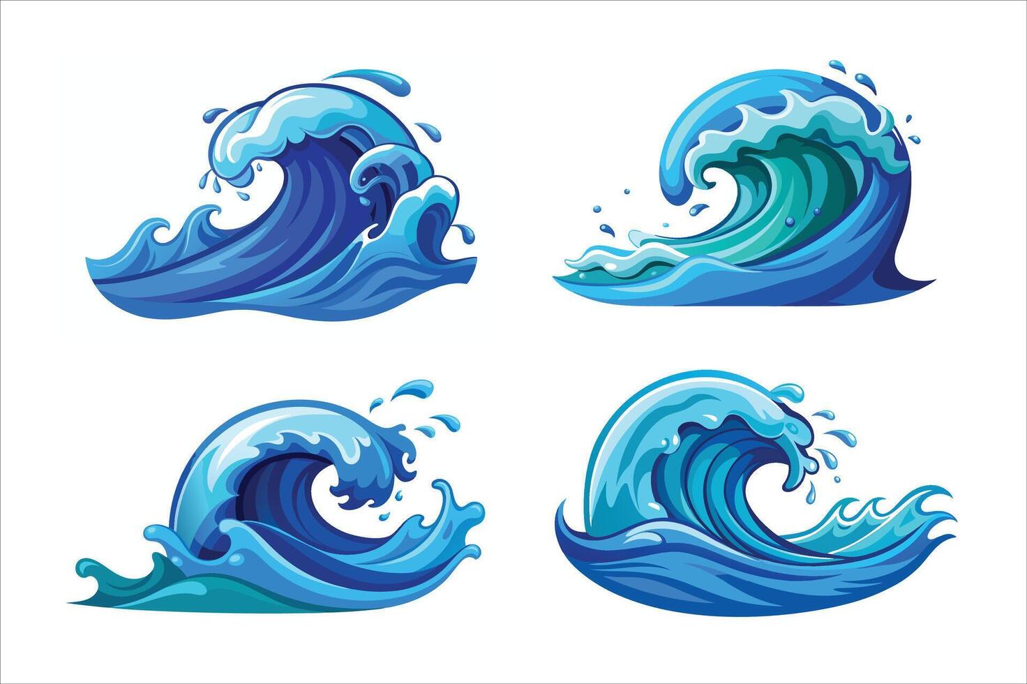 Collection of Isolated Ocean Blue Water Splash Logos. vector