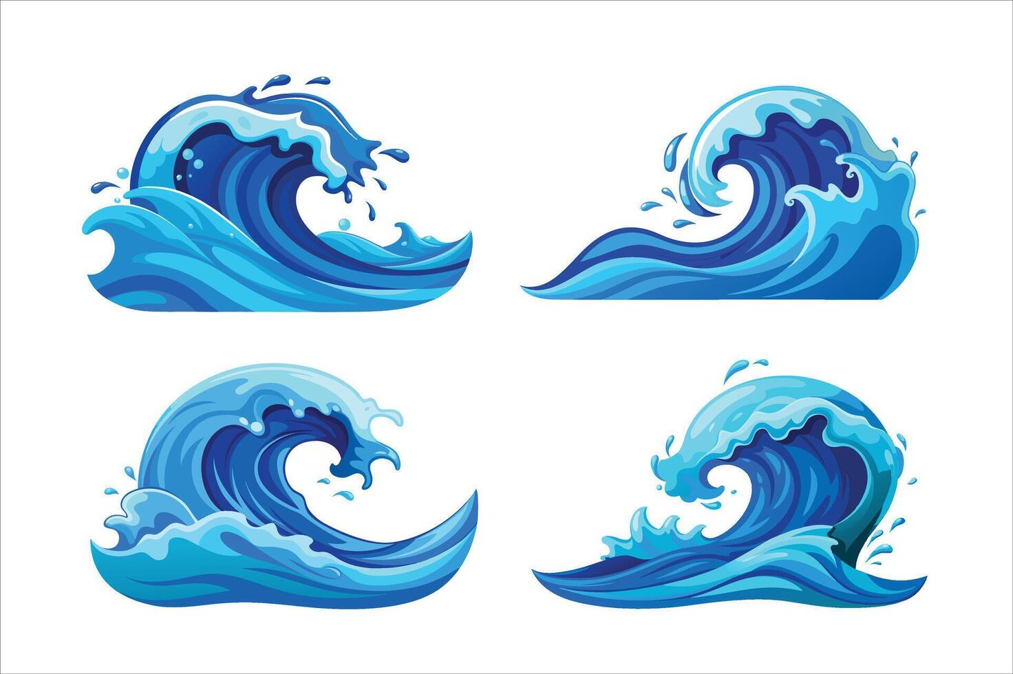 Set of Logos Featuring Isolated Ocean Blue Water Splashes vector