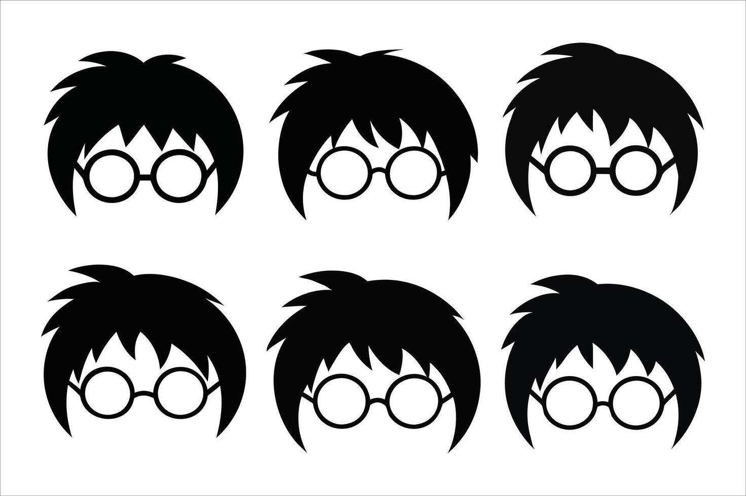 A Set Of Minimalist Icon of Harry Potter Cartoon Character vector