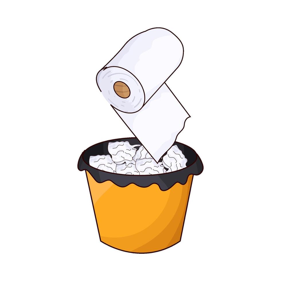 trash can and tissue vector