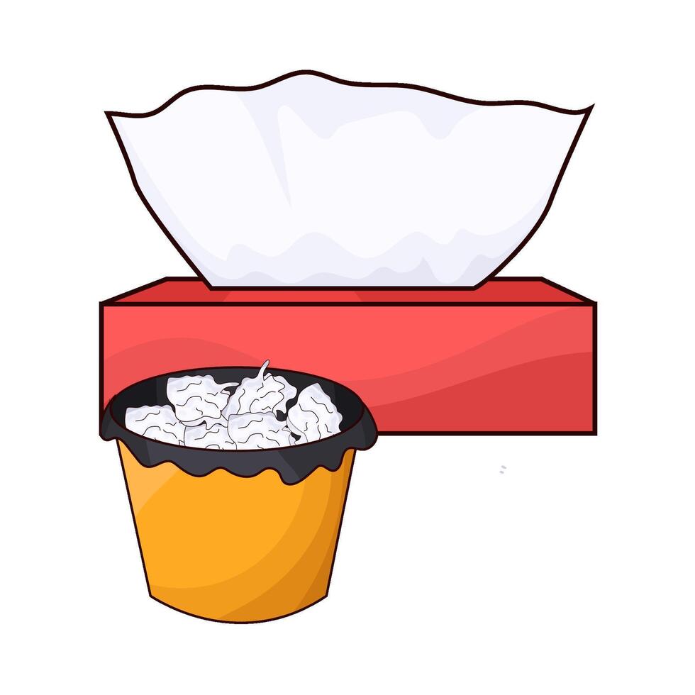 tissue box and trash can vector