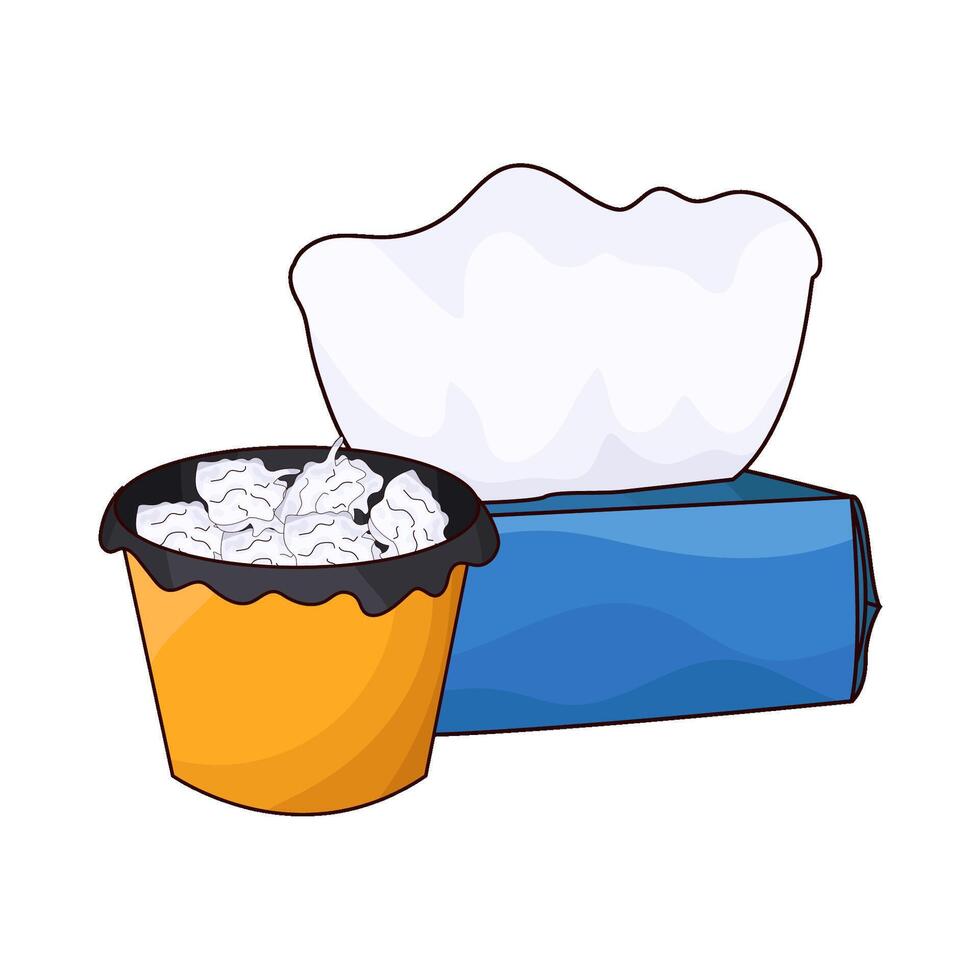 tissue with trash cans vector