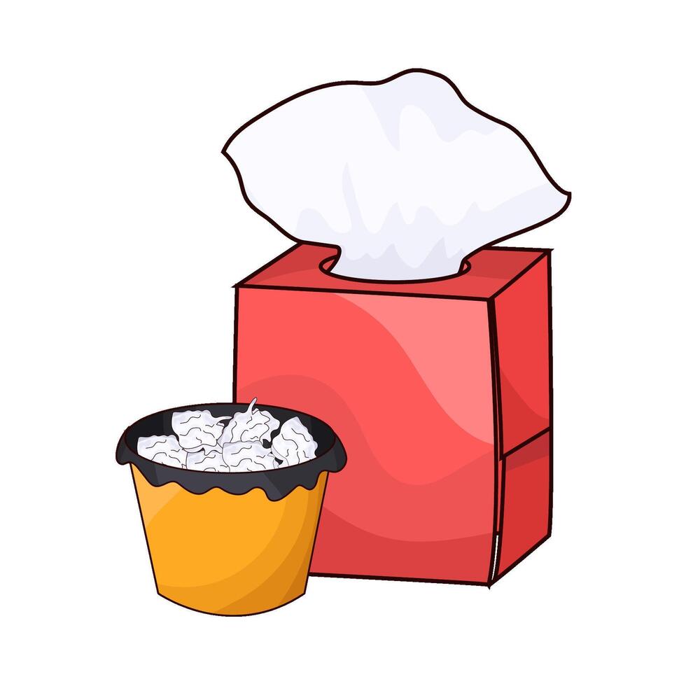 illustration of tissue and trash cans vector