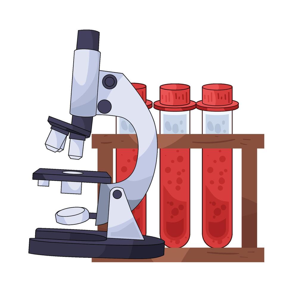 microscope and blood samples illustration vector