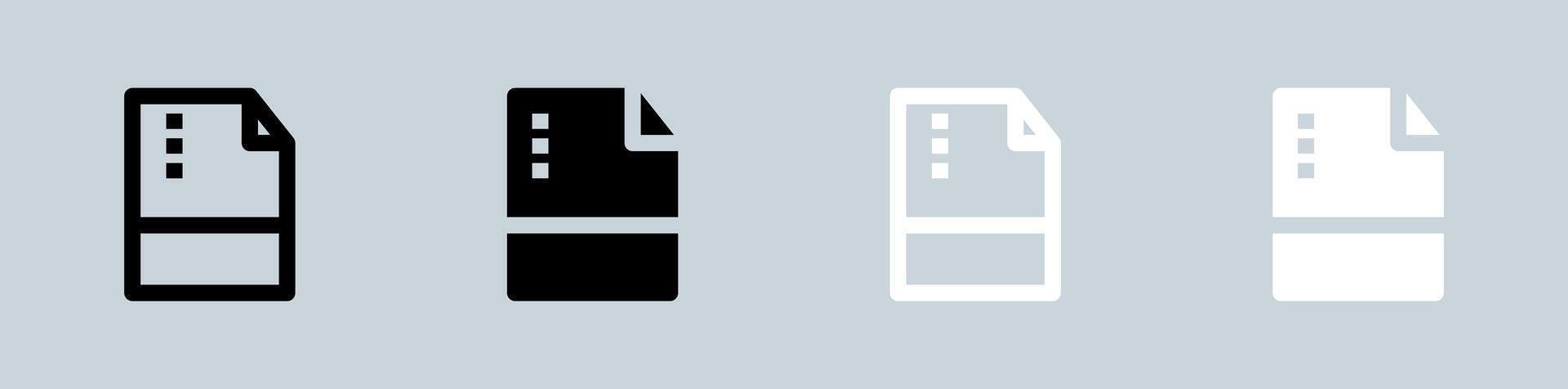 Format icon set in black and white. File type signs illustration. vector