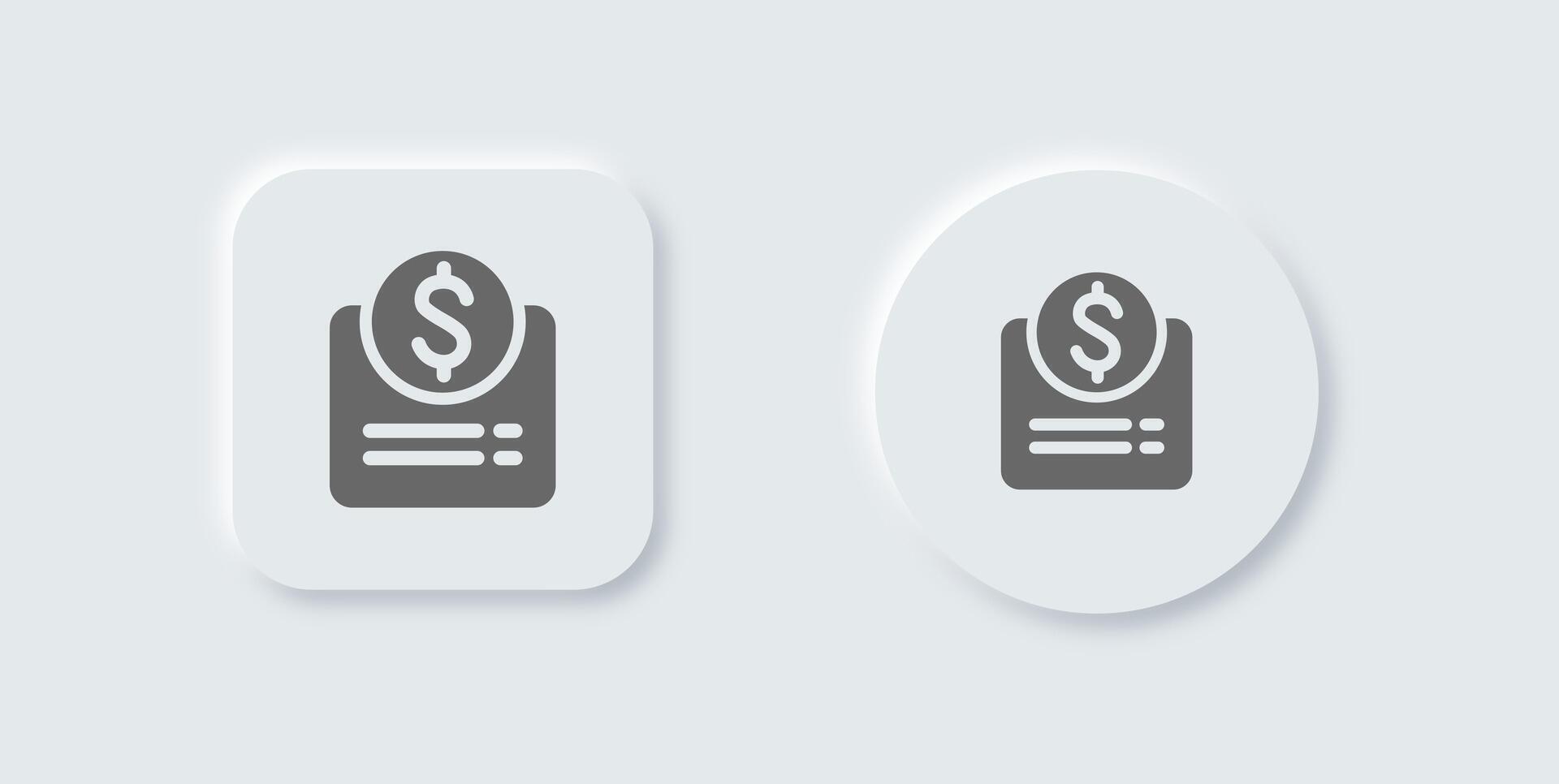 Invoice solid icon in neomorphic design style. Bill signs illustration. vector