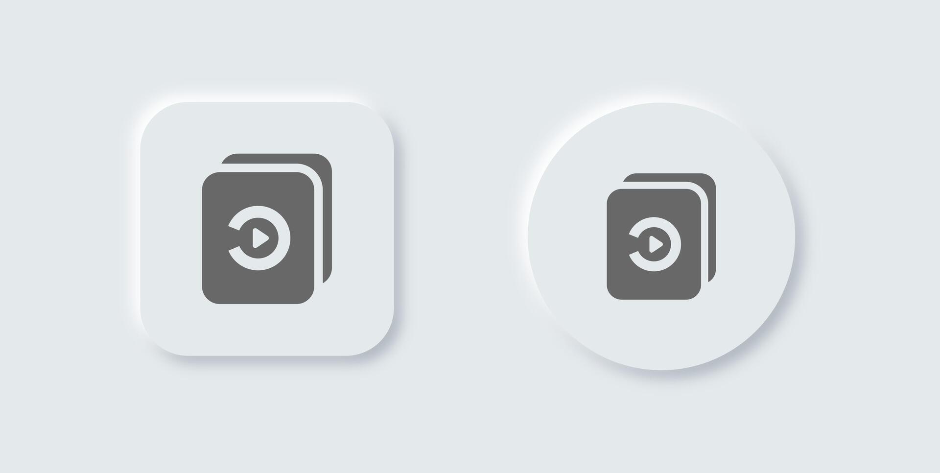Episode solid icon in neomorphic design style. Series signs illustration. vector