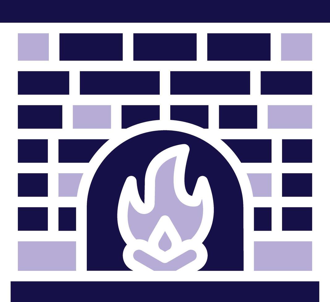 Fireplace Two Color Glyph icon vector