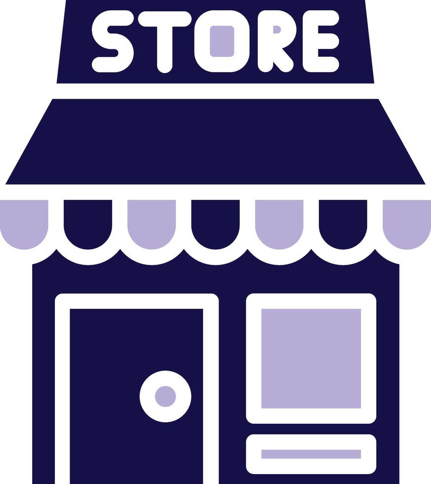 Store Front Two Color Glyph Icon vector