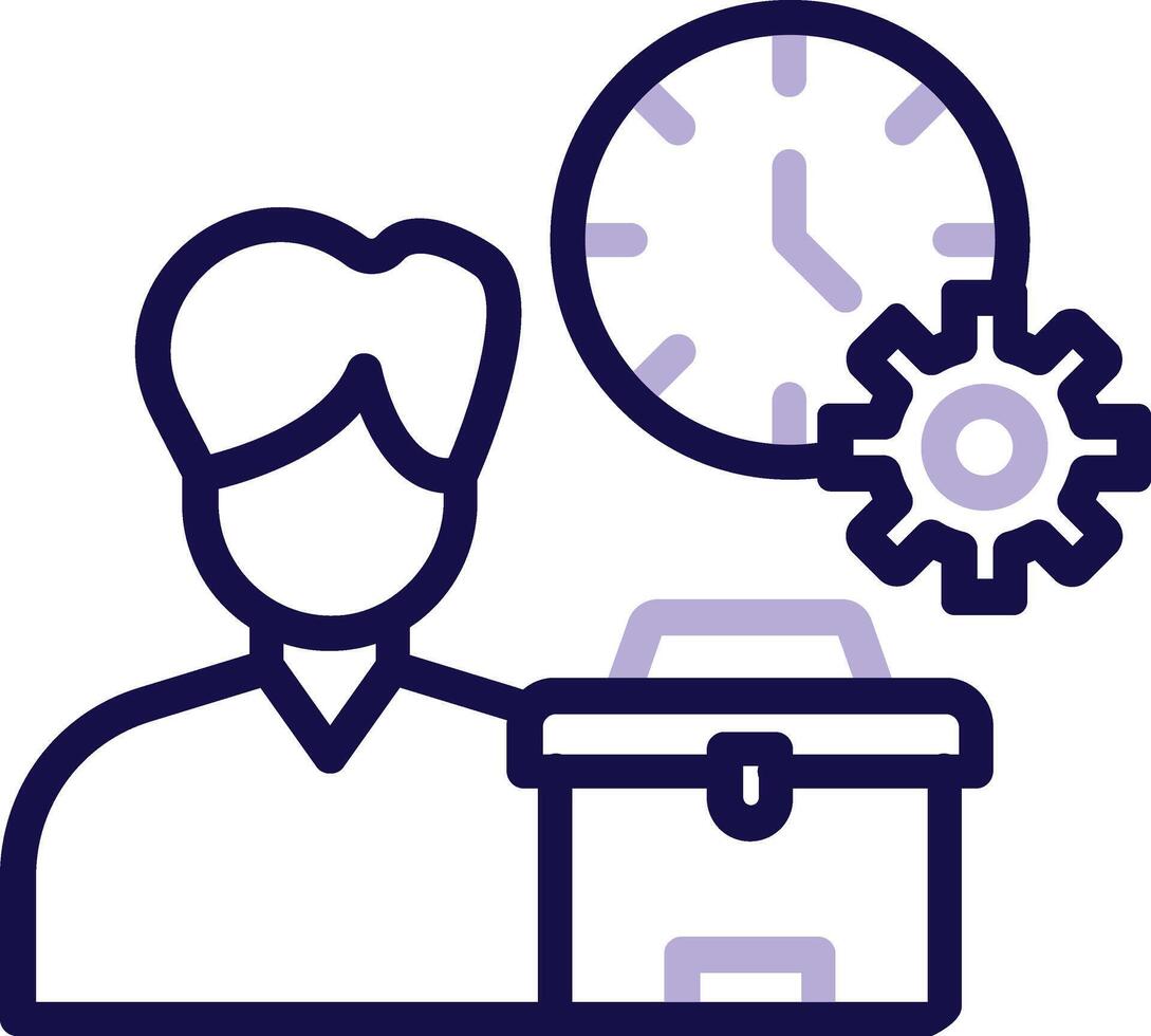 Work Time Two Color Line Icon vector
