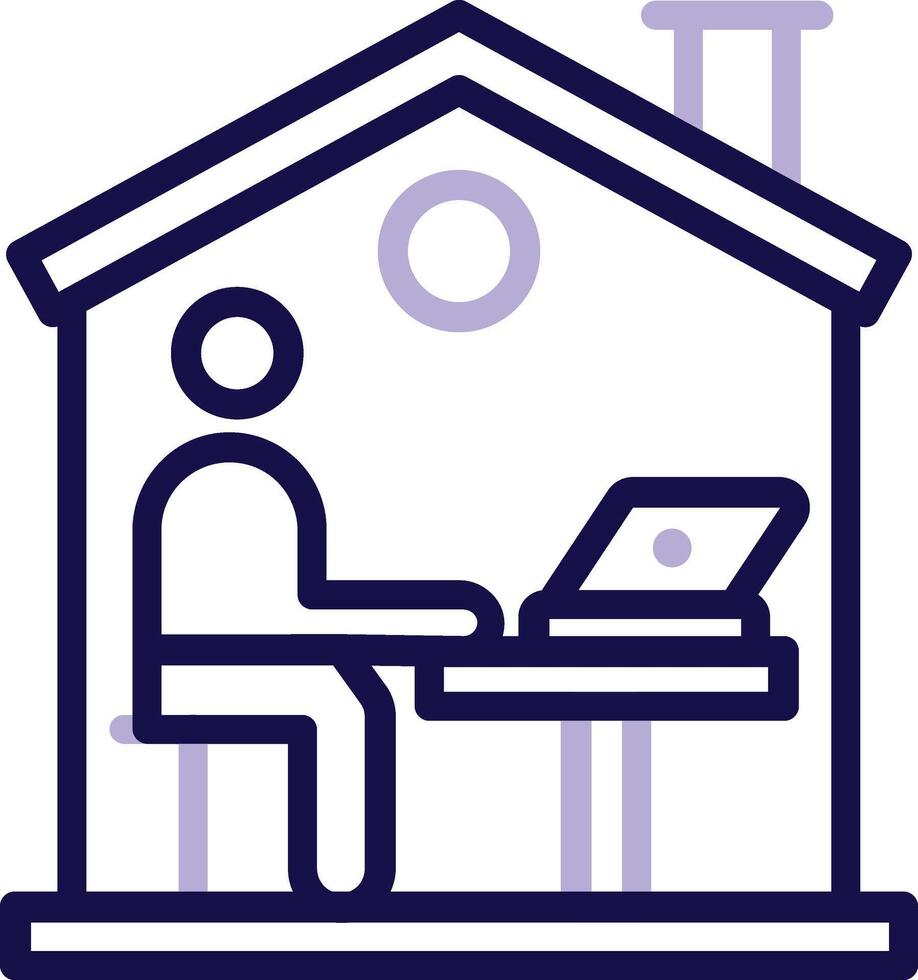 Work From Home Two Color Line Icon vector