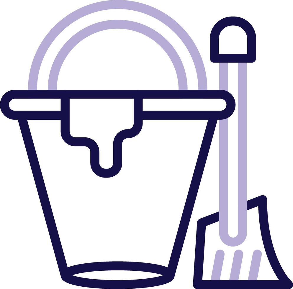 Mop Bucket Two Color Line Icon vector