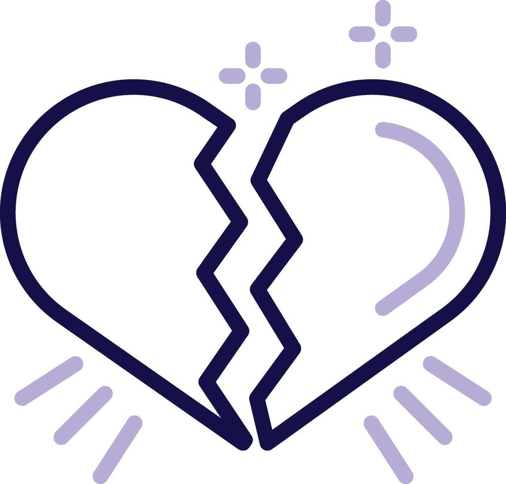 Broken Heart Two Color Line Icon vector