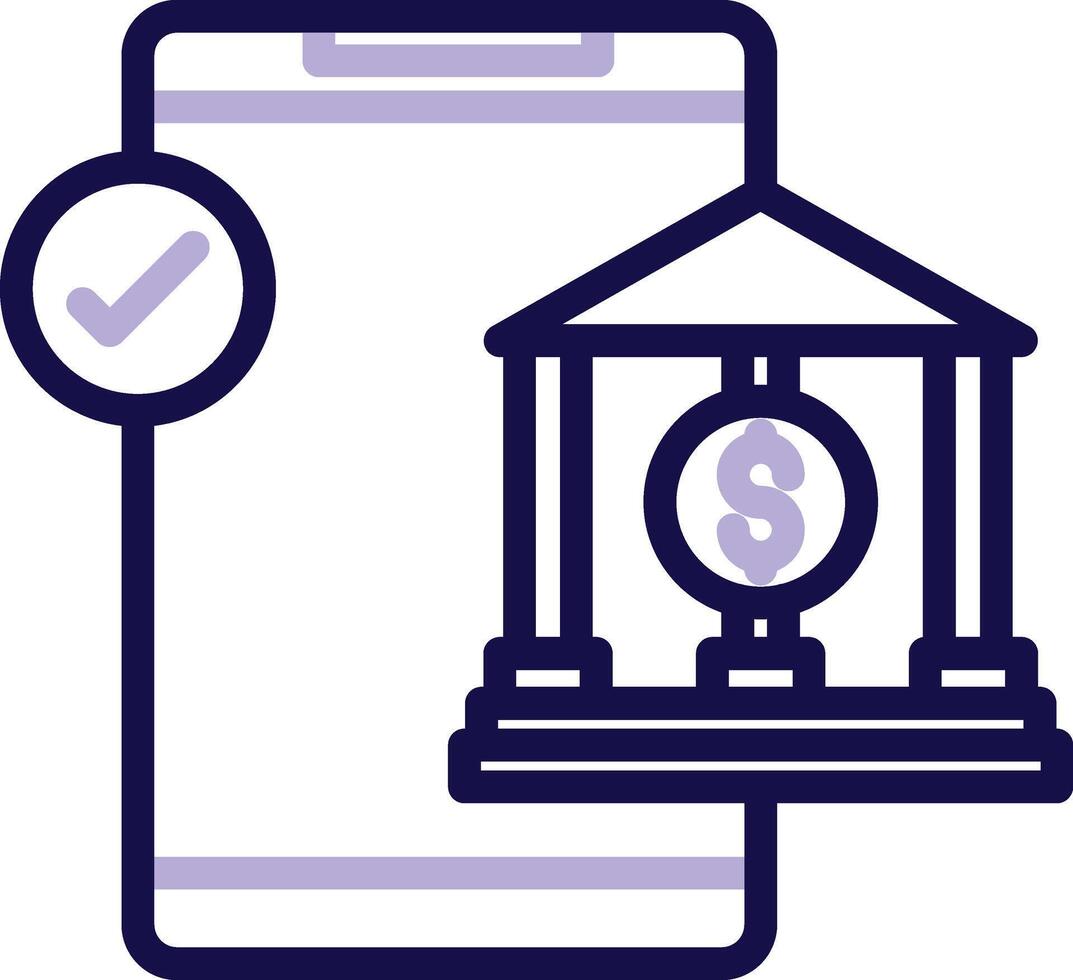 Mobile Banking Two Color Line Icon vector