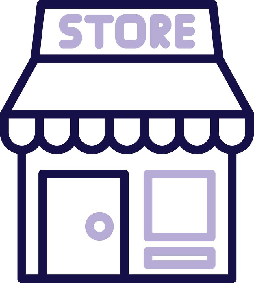 Store Front Two Color Line Icon vector