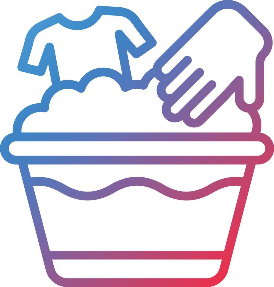 Hand Washing Clothes Gradient Line Icon vector