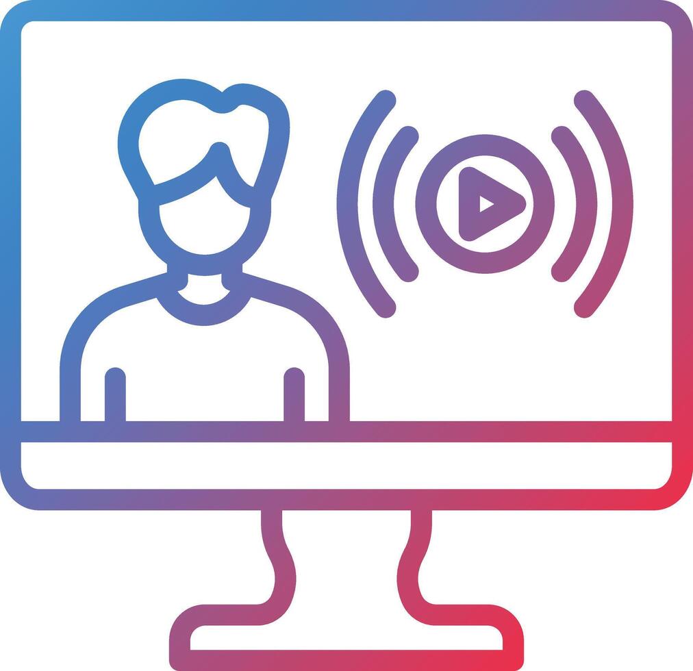 User Live Streaming Gradient Line Icon vector