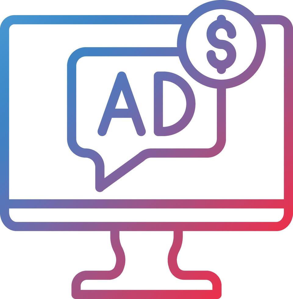 Paid Media Gradient Line Icon vector