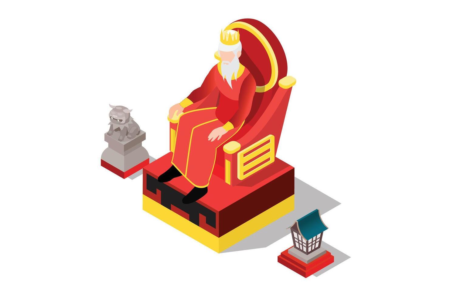 Isometric castle royal characters of king sitting on throne illustration vector