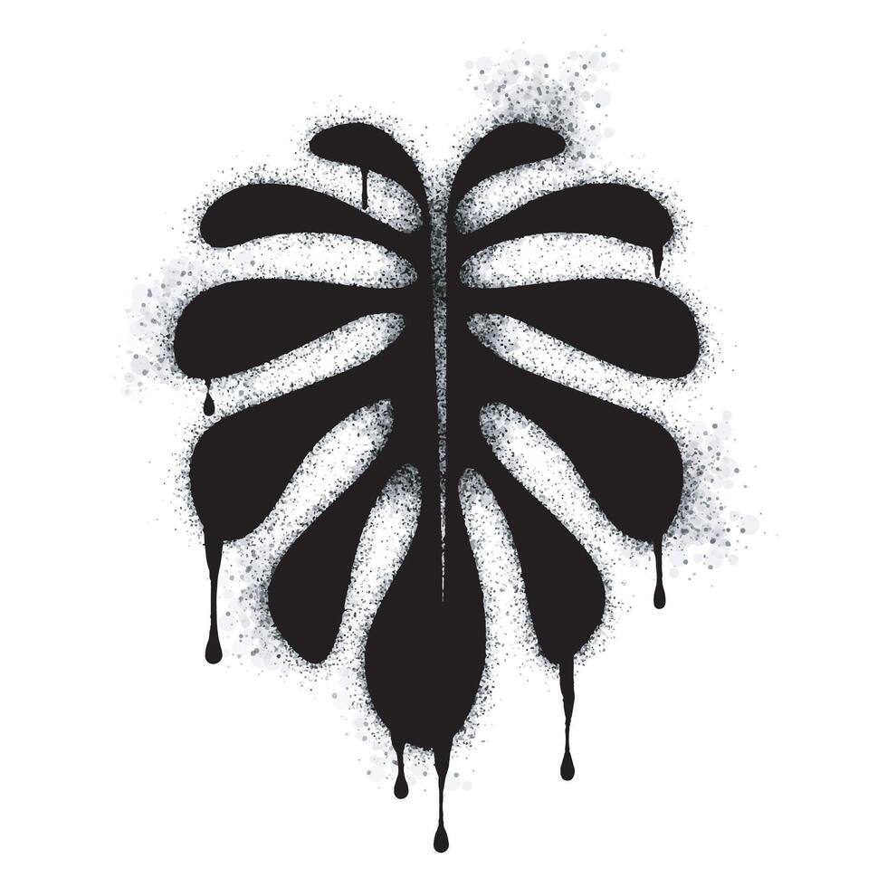 Spray Graffiti leaf icon isolated on white background. graffiti leaf icon with spray on black vector