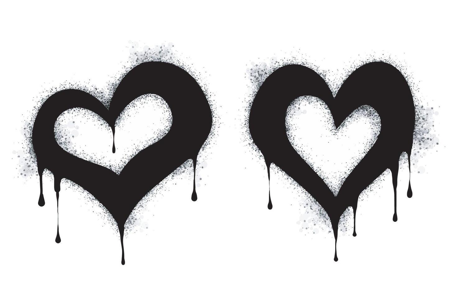 Spray Paint Graffiti Sprayed heart sign isolated on white background. graffiti fall in love symbol with overspray in black on white. vector