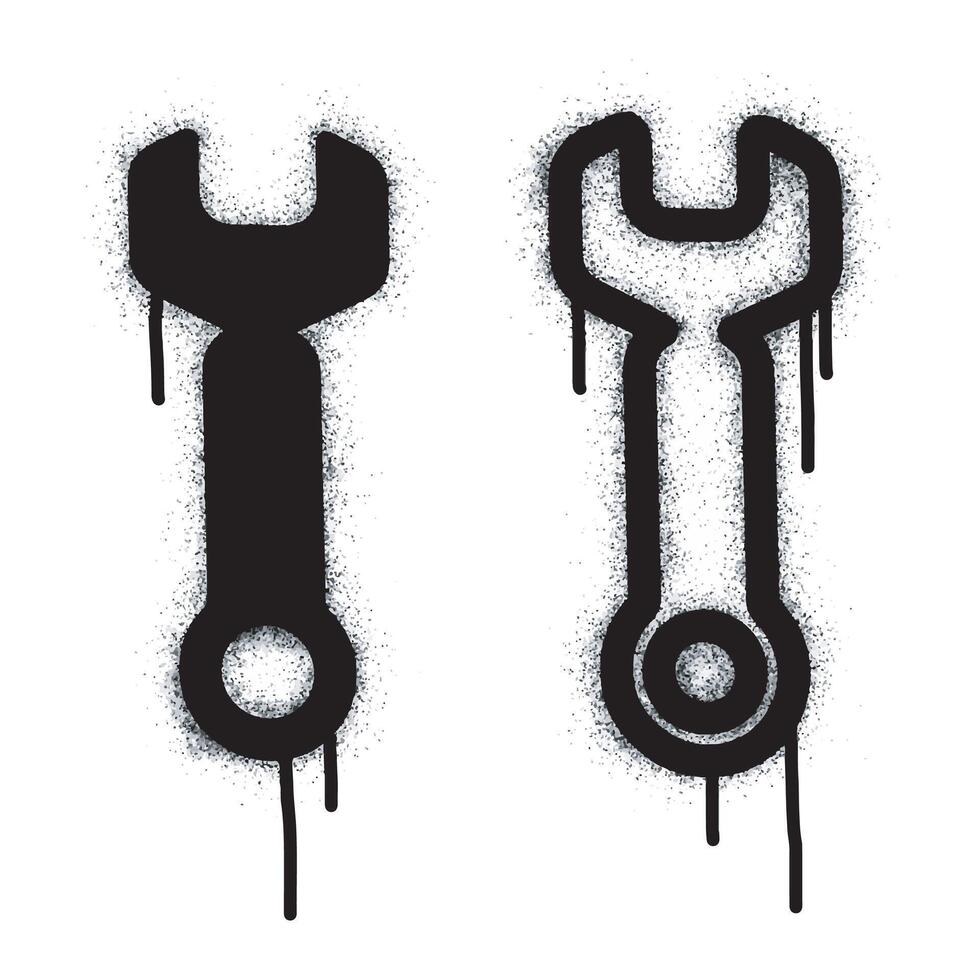 Tool key Graffiti Spray Paint Sprayed isolated on white background. graffiti tool symbol with overspray in black on white. vector
