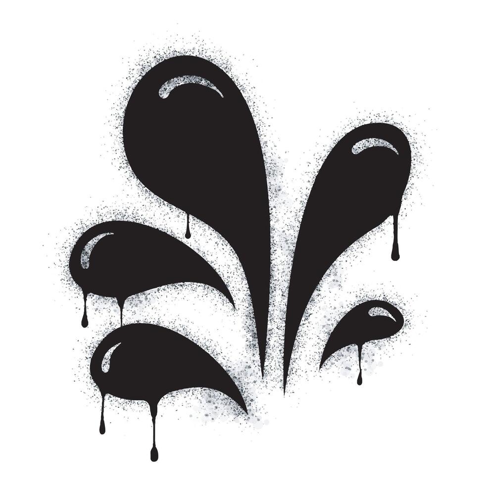 Spray Paint Graffiti Arrow, sprayed icon water isolated on white background. Water drop symbol graffiti sprayed in black on white. vector